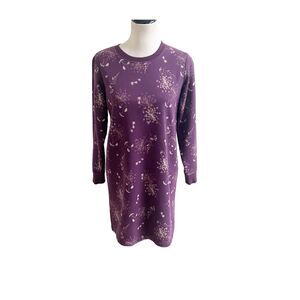 Vintage Land’s End Women Purple Crewneck Serious Sweats Sweater Dress Size Small